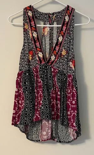 Free People Dream Darlin' mixed floral sleeveless tank top size medium boho thumbnail 1
