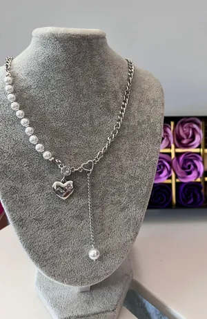 Women's 925 Sliver Love Pearl Necklace thumbnail 3