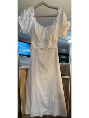 NEW Elegant Off Shoulder Short Sleeve Ruffle Mermaid Hem Belted Midi Dress S thumbnail 3