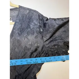 FRNCH Paris Noely Woven Dress Black Floral Jacquard Wrap Midi Medium NWT thumbnail 8