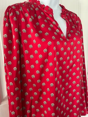 Women’s Wonderly Red Long Sleeve Silky Shirt Blouse New With Tags Size L thumbnail 3