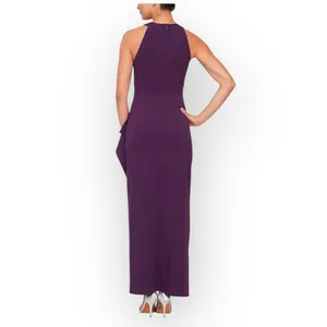 S.L. Fashions SLNY Maxi Dress Women's Plus 18 Purple Embellished Halter Neckline thumbnail 2