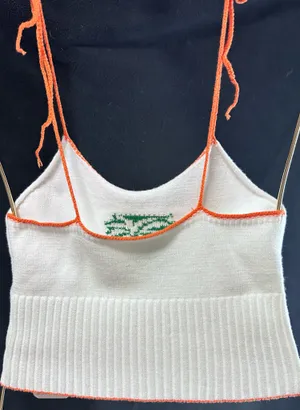 Boutique White knit tie strap tank top thumbnail 3
