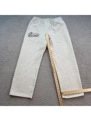 Drama Studded Logo Wide Leg Sweatpants Oatmeal Gray Size Large Oversized Baggy thumbnail 4