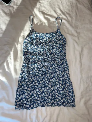 Reformation Floral Mini Dress Blue thumbnail 1