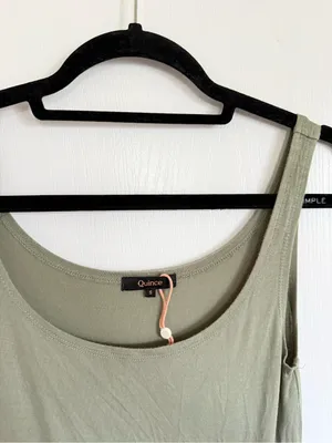 Quince Tencel Jersey Fit & Flare Dress in Sage Green thumbnail 2