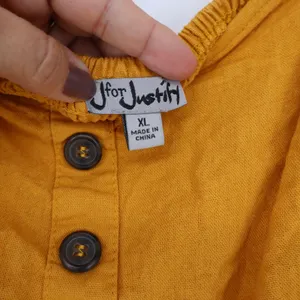 J for Justify Linen Jumpsuit Womens XL Mustard Yellow Wide Leg Cropped Excellent thumbnail 2