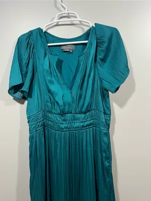 Anthropologie The Somerset Teal V-Neck Tiered Maxi Dress Medium thumbnail 2
