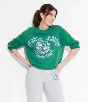 Hello Kitty Athletic Dept.‎ Graphic Sweatshirt - Size L - Green - NWT thumbnail 1