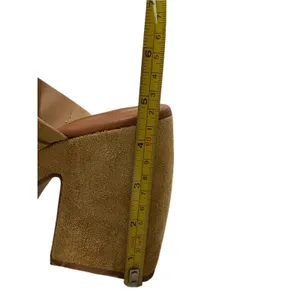 Lottini Italy Biscotto Beige Leather Suede Platform Slide Sandals Gold Buckle 10 thumbnail 13