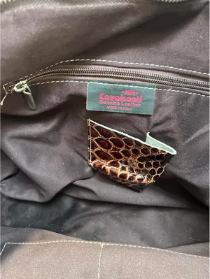 Brown Snake Print Women's Tote Bag with Chain and Tassel thumbnail 6