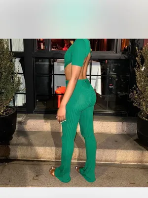 Manière De Voir Knitted Cutout Jumpsuit Green Catsuit Bodycon Size XS NWT thumbnail 2