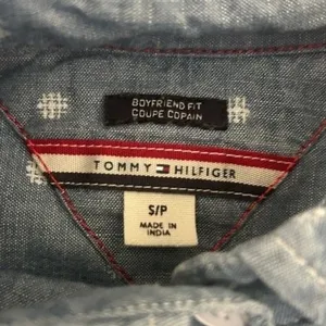 Tommy Hilfiger Women‎ Chambray Popover Shirt S Blue Polka Dot Coastal Preppy thumbnail 4