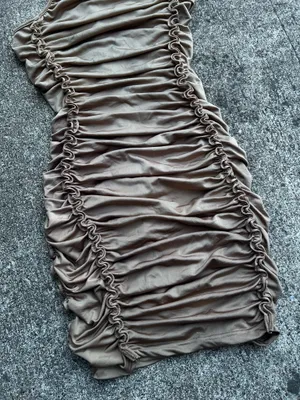 E: Hera Collection Taupe Mock Neck Ruched Bodycon Dress Size S Marks thumbnail 2