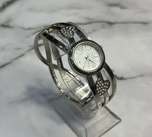 Vintage Y2K Heart Bangle Bracelet Watch Silver thumbnail 1