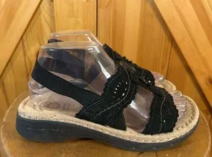 Earth Spirit Sz 7 Woman’s Leather Sandals Gelron 2000 Slingback Beaded Willow thumbnail 1