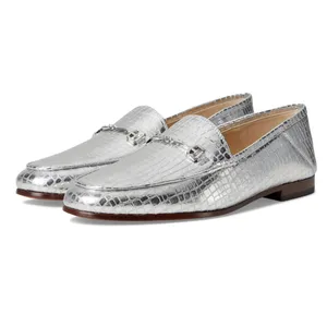 NEW $150 Sam Edelman Loraine Leather Loafer Soft Silver Snake Skin 6.5 Slip On thumbnail 2