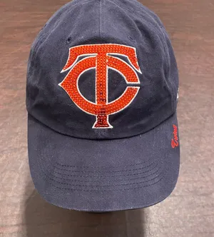 Minnesota Twins Womens Adjustable Hat Navy Sequin TC Logo MLB Baseball Cap Faded thumbnail 1
