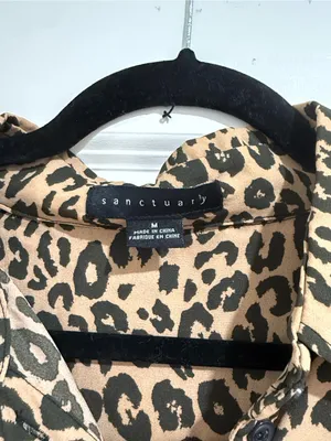 Sanctuary Leopard Print Tie-Front Button Down Shirt - Tan/Black thumbnail 2