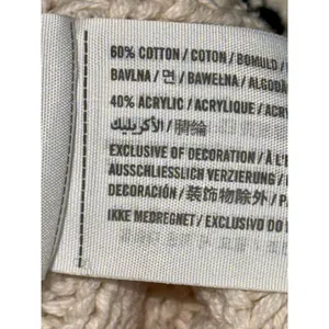 Abercrombie & Fitch Cream Cable Knit Stripe Cropped Varsity V-Neck Sweater Sz XS thumbnail 5