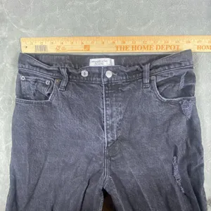 Abercrombie & Fitch 90s Straight Jeans‎ Womens 12/31 Ultra High Rise Rips Fringe thumbnail 10