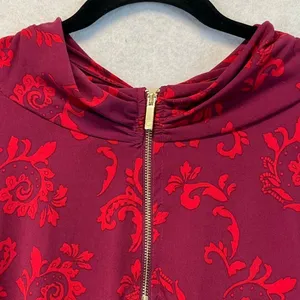 NWT‎ LIZ CLAIBORNE Women’s Career Blouse 3X Magenta Scroll Long Sleeve Stretch thumbnail 9