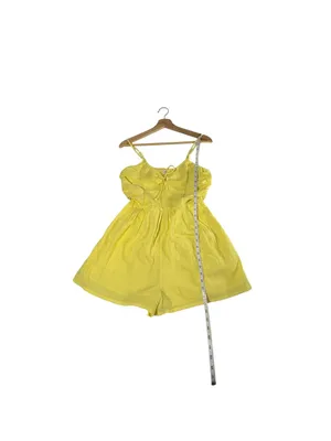Aerie Smocked Keyhole Romper Womens M NWT Yellow Babydoll Cami Summer thumbnail 7