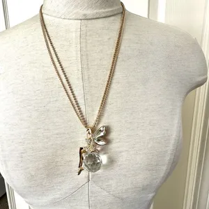 Fairy on crystal ball pendant necklace thumbnail 1