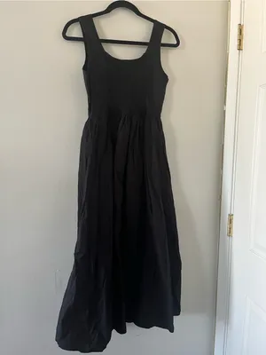 By the River Black 100% Cotton White Bow Maxi Dress Medium Coquette Cottagecore thumbnail 4
