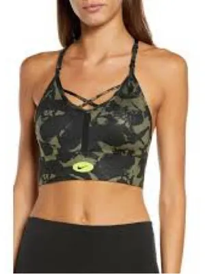 Nike Womens Dri-FIT Indy Icon Clash Sports Bra Green Black Size Small thumbnail 6