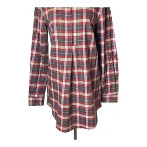 Tyler Boe Shirt Women Small Red Plaid Cotton Collared‎ Pleated Tina Tunic Preppy thumbnail 5