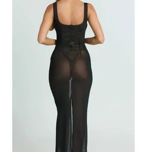 Showpo Laney Mesh Sweetheart Neck Maxi Dress Black Bustier Bodycon NWT US 4 AU 8 thumbnail 3