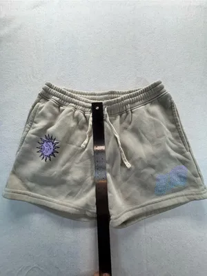 Brooklyn Cloth women’s medium beige fleece shorts sun graphic drawstring thumbnail 4