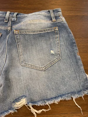 We The Free Cream Distressed High-Rise Denim Shorts Size 27 - C69-005 thumbnail 7