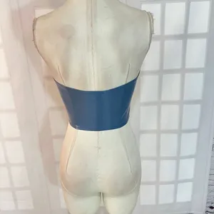 🔥🔥 5/$25 sale 🔥🔥 Tic Toc Light Blue Patent Leather Lace Up High Key Flirt Corset thumbnail 6