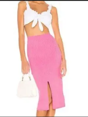 Free People x Revolve Pink Skyline Ribbed Midi Skirt Size XS thumbnail 2