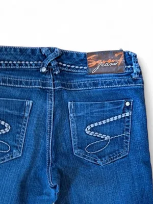 Seven7 Blue Jeans Sz 27 with White Stitching, & Rhinestone Detail Sz 27 thumbnail 4