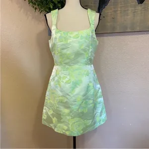 Lulus Brighter Side Light Green Floral Satin Jacquard Mini Dress thumbnail 9