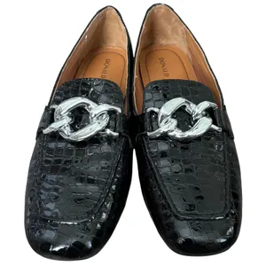 Donald Pliner Women's Bristol Crocco Patent Leather‎ loafer Size 9 Black thumbnail 2