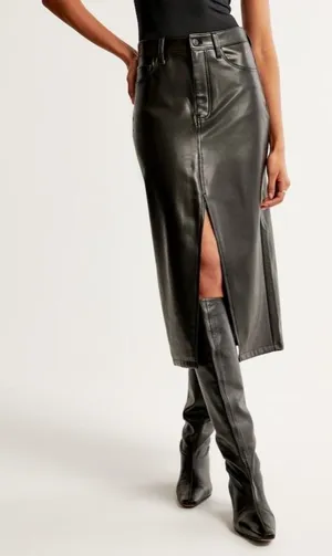Abercrombie Midi Leather Skirt Faux thumbnail 1