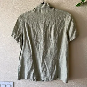 Old Navy Sage Short-Sleeve Button Front Linen Top thumbnail 2