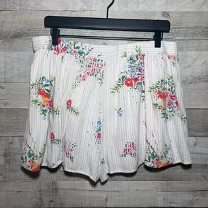 Free People Night Watcher Ivory Floral Patterned Flowy Shorts thumbnail 8