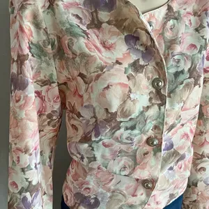 Vintage Pastel Floral Blazer Rose Garden Button Jacket Cottagecore M/L thumbnail 9