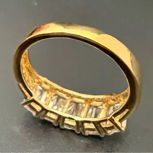 Vintage 925 Gold Over Sterling Silver Five CZ Row Band Women’s Ring Size 8 5g. thumbnail 4