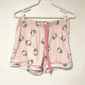 Hello Kitty Size Medium Pajama Set Pink Shorts Button Front Top‎ Ladies thumbnail 5