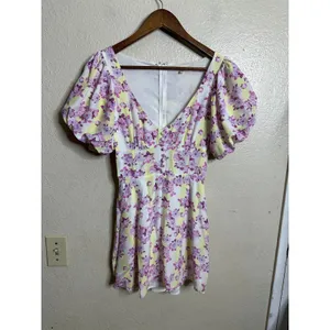 For Love & Lemons Atlanta Mini Dress size XS Floral Purple Yellow thumbnail 5