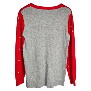 J. Crew Womens Red Gray Gold Polka Dot‎ V-Neck Sweater Merino Wool Blend Size M thumbnail 2