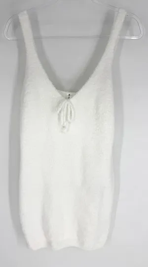 Misscosy White Fuzzy Knit Nightgown V-Neck Tie Front Sleeveless Size 8 thumbnail 1