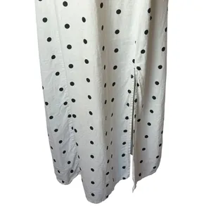 Old Navy Maxi Dress Women Medium White Polka Dot Ruffle Linen Blend Cami Retro thumbnail 7