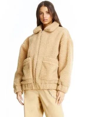 I.AM. GIA‎ Teddy Pixie Teddy Bear tan Coat jacket size M thumbnail 1